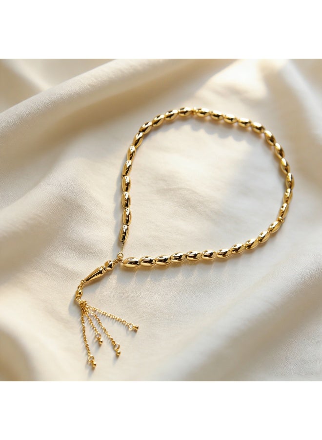 مطلي بالذهب مسبحة سوار مصنوع يدوياً مسبحة من الذهب الفاخر - Image 1